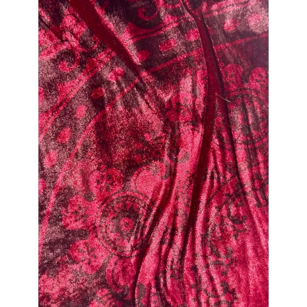 Velvet Cardigan Womens 1X Burgundy Burnout Paisley Witchy Whimsigoth Romantic - Picture 8 of 14